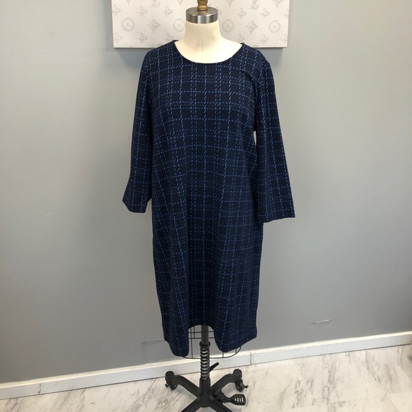 J.Jill L -navy and black midi dress e98-36 - Picture 1 of 5